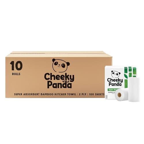 Image of The Cheeky Panda Bamboo Kitchen Roll | 10 Kitchen Rolls - 1000 Super Strong Sheets | Naturally Strong and Absorbent Plastic Free Kitchen Paper Towels