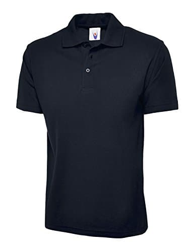 Image of Mens & Womens Classic Polo Shirt Short Sleeve Plain Tee Top Casual Work Sports (L, Navy)