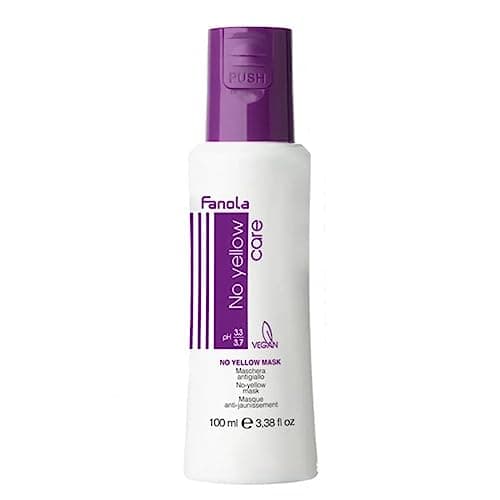 Image of Fanola No Yellow Mask, Anti-Yellow Mask for Healthy and Vital Blonde Hair, Neutralizes Yellow Tones for Pre-Lightened, Highlighted and Grey Hair, 100