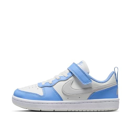 Image of Nike Boy's Court Borough Low RECRAFT (PS) Sneaker, Summit White/Vast Grey-Cobalt, 1.5