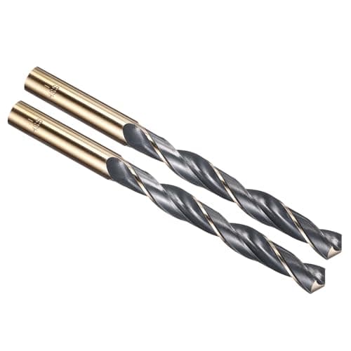 Image of PATIKIL 11mm Drill Bit, Jobber Straight Shank 4341 High-Speed Steel 118° Black and Gold Finish for Medium-hard Metal Steel Acrylic - 2 Pack