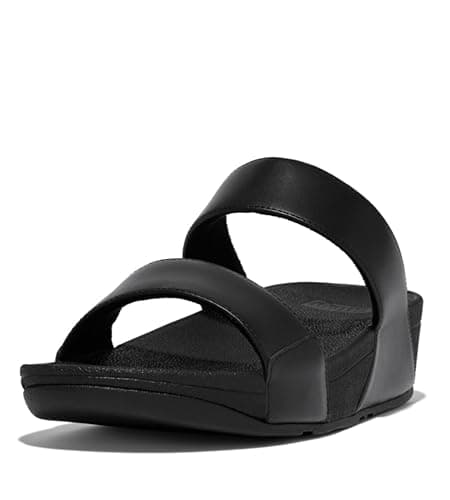 Image of Fitflop Women's Lulu Leather Slides, Summer Sandal - Lightweight & Comfortable with Natural Arch Support - Schwarz - 4 UK