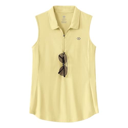 Image of MoFiz Golf Polo Shirt Women Sleeveless Tops Sports Tops for Ladies Polo T Shirts Yellow M