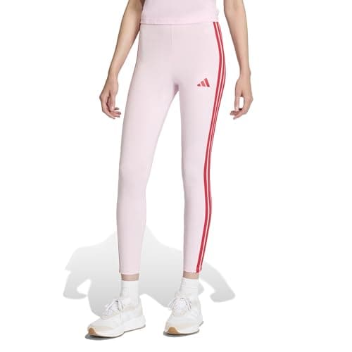 Image of adidas Women's Essentials 3-Stripes Cotton Leggings, Clear Pink/Pure Ruby, XS