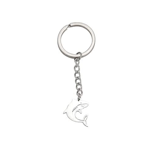 Image of ARFUKA Keyring Shark Pendant Keychain Metal Unisex Key Organizer Holder Funny Keyring Birthday Christmas Wedding Valentine's Day Gift for Men and Women Silver