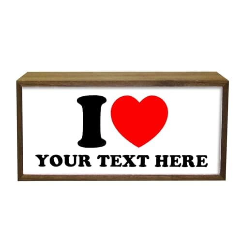 Image of Personalised Light Box I Love With Any Text | Custom Illuminated LED Room Sign | Your Words I Love Heart Message | Classic Retro Lighting | Retro Décor Gift Romantic Novelty Fun
