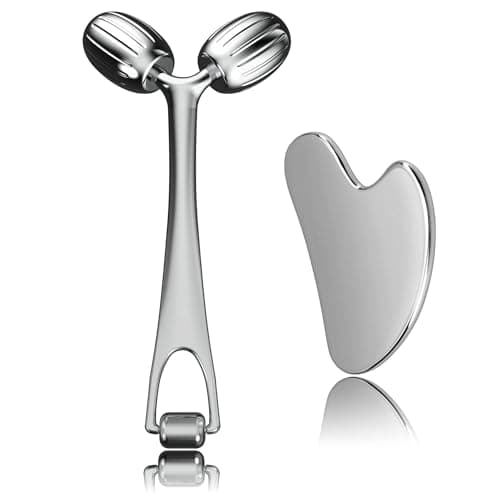 Image of Yeamon Face Massager, Metal Face Roller Gua Sha Massage Tool for Face Neck Eye Body Skin Care, Facial Roller for Women