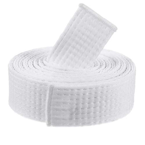 Image of White Double Karate Belt, Taekwondo White Belt Solid Rank Martial Arts Belts, Uniform Belts Universal Fit for Judo Karate Taekwondo Wrestling(240cm/94.4inch)