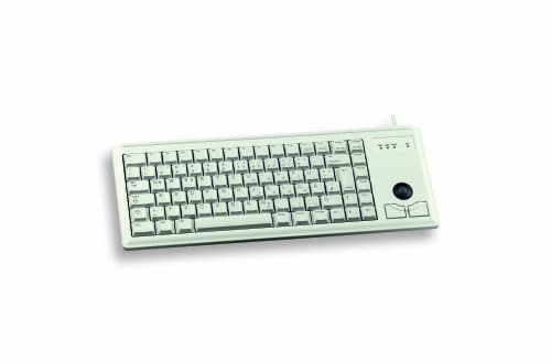 Image of CHERRY G84-4400, Compact Keyboard with Trackball, UK-Layout (QWERTY), Wired (PS/2-Connection), 2 Mouse Keys, Mechanical ML Switches, Grey
