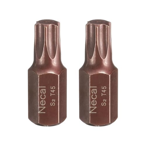 Image of sourcing map 2pcs T45 Torx Screwdriver Bit 10mm Hex Shank 30mm Length S2 Steel Security Tamper Proof 6 Point Head Hex Screw Driver Bits