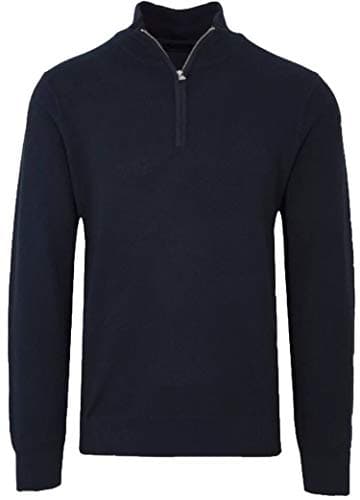 Image of Hann Brooks Mens Long Sleeve Cotton Pique Half Zip Neck Sweatshirt Jumper Casual Top (UK, Alpha, XXL, Regular, Regular, Navy Blue)