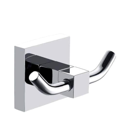 Image of Jetcloud Bath Robe Hook Solid Brass Wall Mounted Double Hooks Towel Holder Chrome Finish Bathroom Door Clothes Hanger for Bathroom Kitchen Accessories