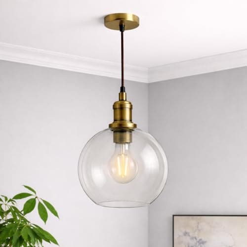 Image of CGC Lighting Inddor Glass Bistro Adjustable Ceiling Pendant Light Lamp Shade (Globe)