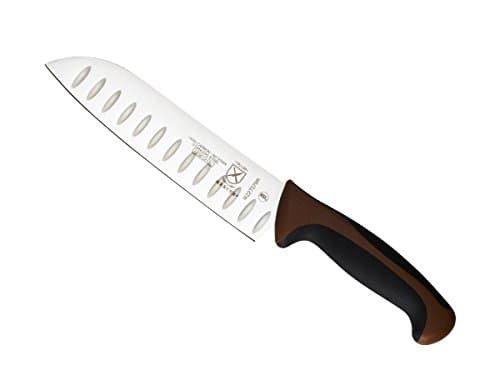 Image of Mercer Culinary Millennia Color Handle Cutlery 7" Santoku Knife (Granton Edge) Brown