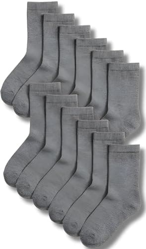 Image of HAJRA® Boys Toddlers Childrens Kids Ankle Plain Back to School Cotton Rich Girls Socks - School Uniform Girls Mid Calf School Socks Grey Size 12½-3½ (7-10 years)
