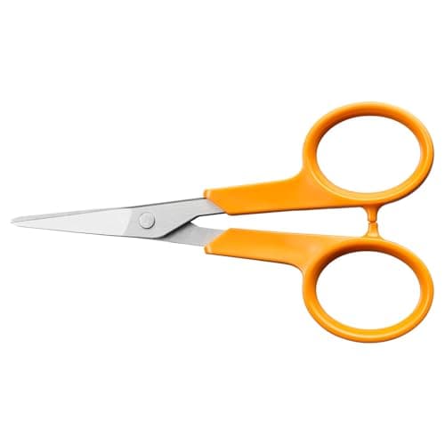 Image of Fiskars Classic Embroidery Scissors, Straight Blades, Right- and Left-Handed, Total Length: 10 cm, Improved Handle ergonomics, Stainless Steel Blade/Plastic Handles, Orange, 1075061