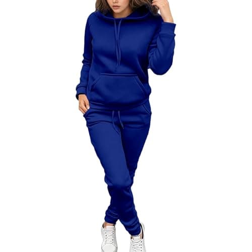 Image of Womens Hoodie and Jogging Bottoms Jogger Tracksuit Set Soft Sets Plus Size Two Piece Sweatsuits Oversized Fashion Cropped Tracksuits Autumn Winter Comfort Fleece Warm Cosy Holiday Dailywear