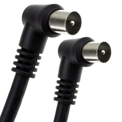 Image of kenable RF Coaxial Fly Lead Right Angle Male Plug to Plug TV Aerial Cable for Freeview Digital TV 75 Ohm RG59 1m Black