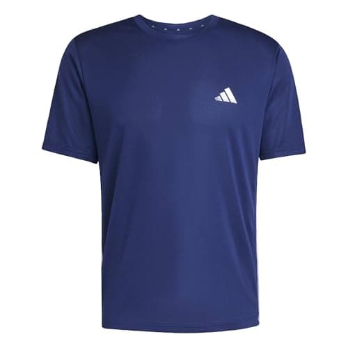 Image of adidas Men's Workout Essentials Base 3-Stripes T-Shirt, Dark Blue/White, 3XL