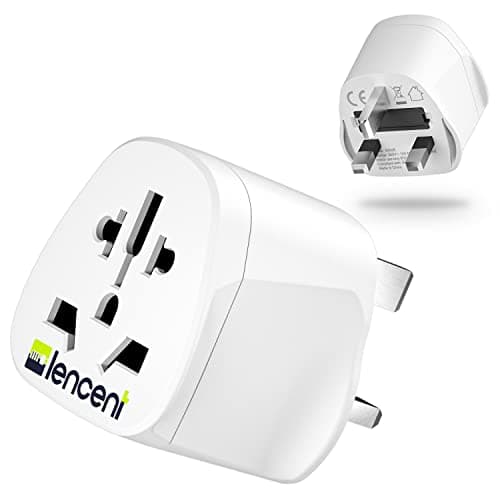 Image of LENCENT World To UK Plug Adapter, Universal Travel Adaptor With 10A Fuse, Suitable for US, Europe, Australia, China Plugs to Use in UK- 1 Pack, White