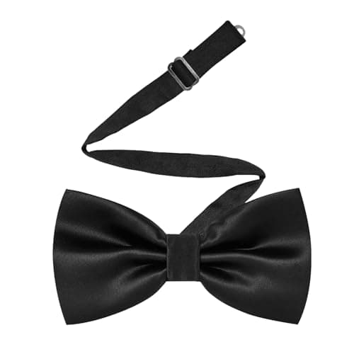 Image of Men's Pre-Tied Black Bow Ties for men, Satin Tux Bow Tie, Adjustable Formal Neck Bow Ties for Parties, Wedding