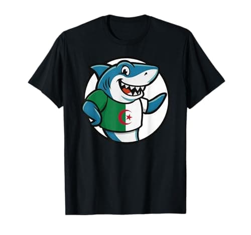 Image of Algeria Flag Shark Funny Algerian T-Shirt