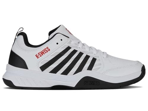 Image of K-Swiss Men's Court Express 2 Tennis Shoe, White/Black/Mars Red, 9 UK