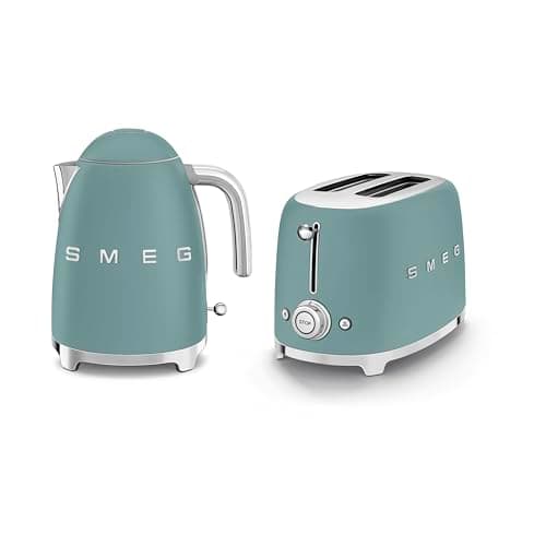 Image of Smeg EEJB289 Breakfast Set,1.7L, 300W Emerald Green Kettle and 2 Slice Emerald Green Toaster, KLF03EGMUK/TSF01EGMUK