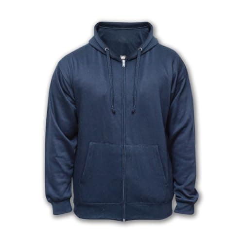 Image of D&H CLOTHING UK Zipped Premium Black Hoodie Adult Zip Up Unisex Zipper XS-6XL Heavy Blended Hooded Fleece Jumper Work Wear Sweatshirt Hoodies Top Plain BNW Unisex Navy 5XL