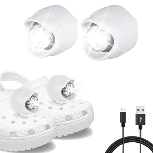 Image of Croc Lights 2Pcs, Croc Headlights for Crocs Shoes with IPX5 Waterproof & 3 Light Modes Headlights, Perfect for London Marathon 2026, Running at Night, Walking, Cycling, Adults, Kids (White)