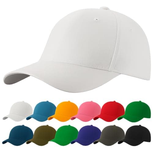 Image of 4sold Men Women 100% Baseball Cap Polo Style Classic Sports Casual Plain Sun Hat Hats Brass White