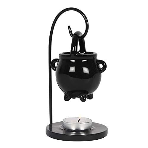 Image of Something different Spirit of Equinox Hanging Cauldron Pagan Oil Burner Light 20 x 12 x 12 Black