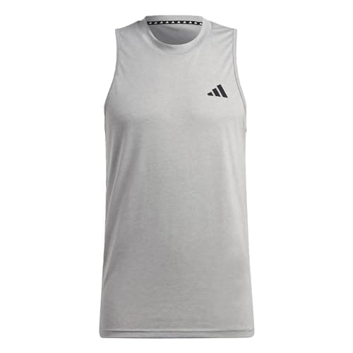 Image of adidas Men's Train Essentials Feelready Training Sleeveless Tee, Medium Grey Heather/White/Black, XL
