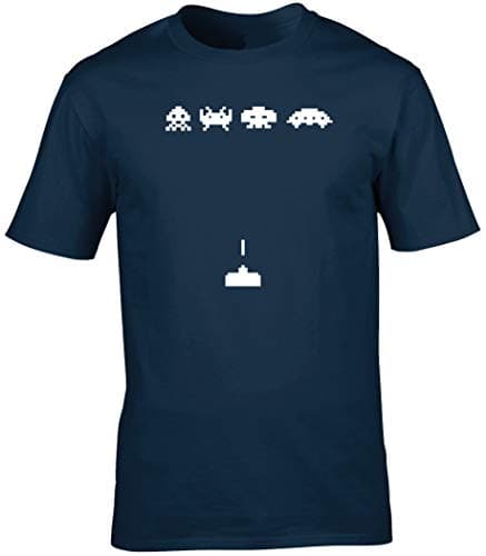 Image of Hippowarehouse Space Invaders Unisex Short Sleeve t-Shirt (Specific Size Guide in Description) Navy Blue