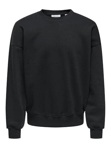 Image of ONLY & SONS Men's Onsturner VTG Crew Neck Sweat Cbo Noos Sweatshirt, black, S