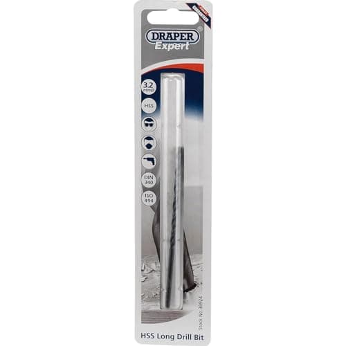 Image of Draper 38924 Expert HSS Extra Long Drill Bit, 3.2mm Ø x 100mm