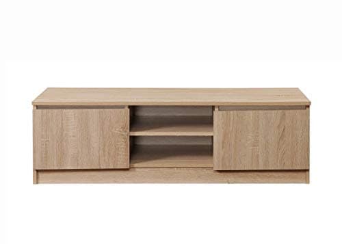 Image of Timber Art Design Modern TV Unit 120cm Media Cabinet 2 Doors + Shelf Sonoma Oak