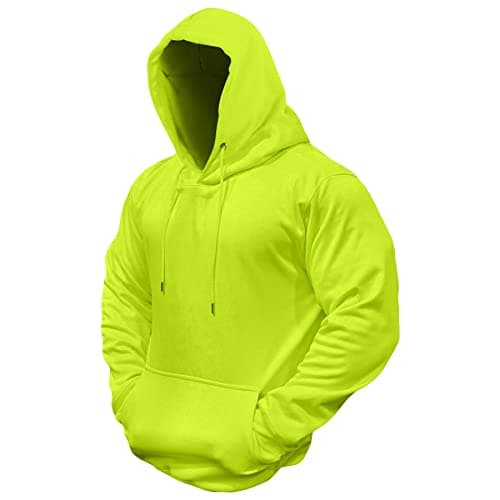Image of A2Z Mens Fleece Hoodie Pullover Hooded Jumper Sweatshirt - Plain Sweatshirt Neon Orange 2XL