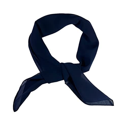 Image of WESTEND CHOICE Square Chiffon Scarves Women Plain Neck Scarf 50s Retro lightweight Bandana Wrap Square women's scarves 65 x 65 cm (Navy)