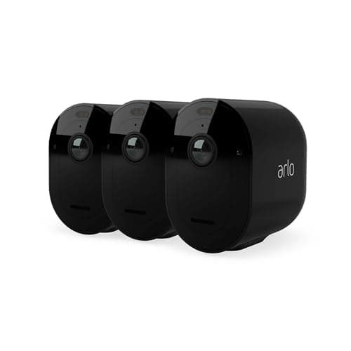 Image of Arlo Pro 4 Security Camera Outdoor, 2K HDR, Wireless CCTV, 6-Month Battery, Colour Night Vision, 2-Way Audio, Built-in Siren, No Hub Needed, 3 Cam Kit, Free Trial of Arlo Secure Plan, Black