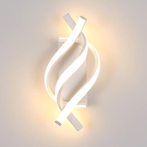 Image of DAXGD Modern Wall Lights, Indoor LED Wall Lamp 22W 2500 LM, Bedroom Wall Sconces Curved Design 3000K Warm Light for Hallway Living Room, White