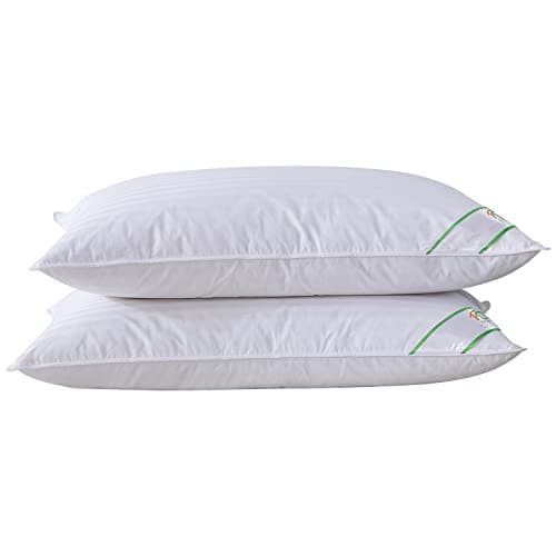 Image of SUFUEE Luxury Goose Feather and Down Pillow Pair with 100% Cotton Cover (Standard(50% Down))