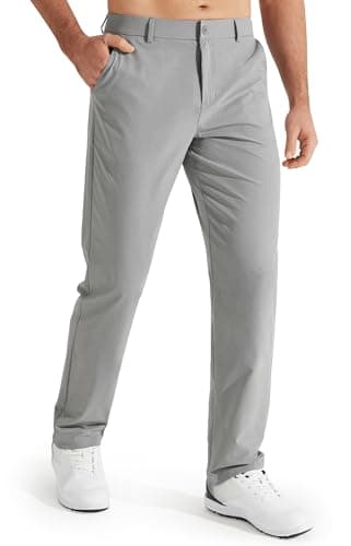 Image of Libin Golf Trousers for Men Slim Fit Chinos Pants 32" Stretch Quick Dry Lightweight Business Casual Pants for Men Comfy Waterproof Light Grey 34W x 32L