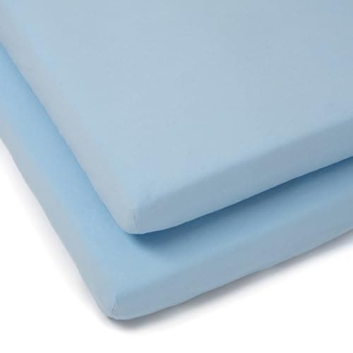 Image of Clair de Lune 2 Pack Fitted Jersey Cotton Pram/Crib Sheets 90 x 40 cm (Blue)