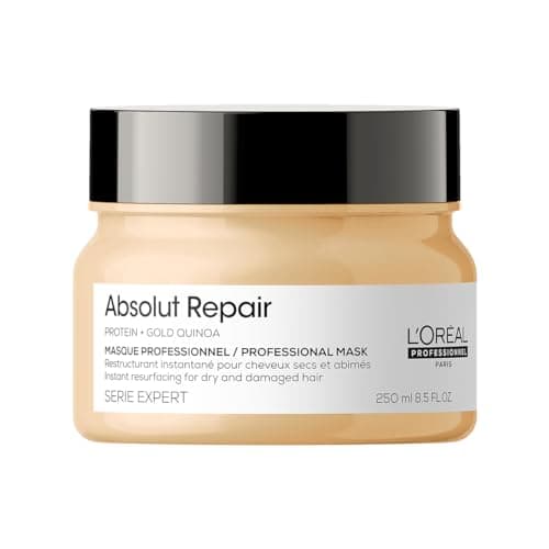 Image of L’Oréal Professionnel Mask, with Protein and Gold Quinoa for Medium-Thick Dry and Damaged Hair, Serie Expert Absolut Repair, 250 ml