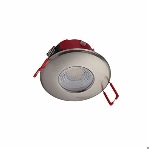 Image of TEKLED 5.5W Brushed Steel LED Downlight Fire Rated IP65 Kitchen Shower 550lm Dimmable 68mm Cutout Cool White 4000K