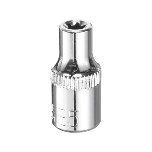 Image of sourcing map E-Torx Socket 1/4" Drive E5 Star Female Socket 1" Length External Torx Deep Sleeve CR-V Chrome Plating 6 Point Spline Sleeve for Auto Repairs Home Maintenance