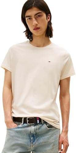 Image of Tommy Jeans Mens TJM Xslim Jersey Tee Dm0dm04411 S/S T-Shirt, Beige (Desert Sand Dune), M UK