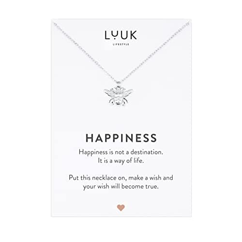 Image of LUUK LIFESTYLE Stainless Steel Pendant Necklace for Women Waterproof Adjustable 50cm Chain Modern Necklace Gift for Her Silver Bee