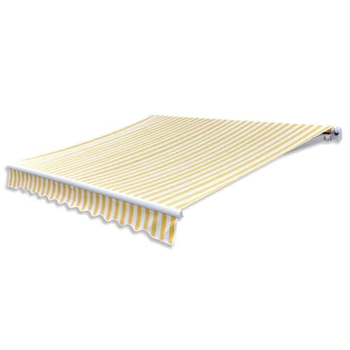 Image of vidaXL Folding Awning Manual Operated 300cm Yellow/White Canopy Solar Shade